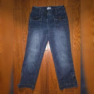 LOFT Size 0 Dark Wash Stretch Denim Capris